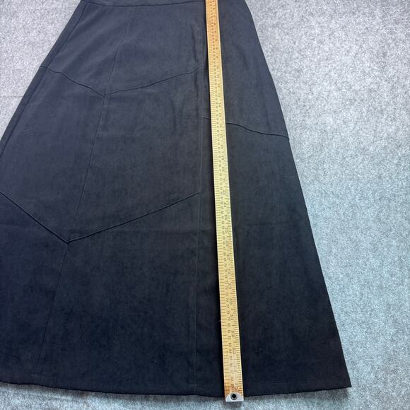 Robert Louis Women's L Black Suede Maxi Boho Lagenlook Skirt - Picture 4 of 6